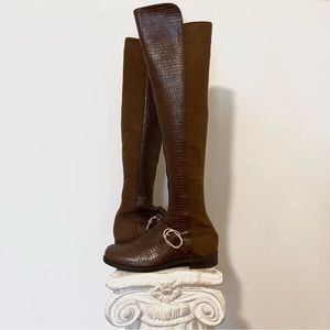 SOLD OUT / RARE Stuart Weitzman "Siella" OTK Crocodile Boots